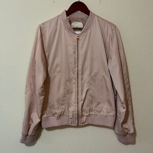 Hei Hei Womens Long Sleeve Pink Lined Full Zip Ribbed Bomber Jacket Size M